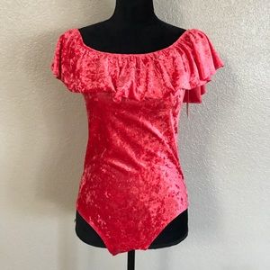 Xhilaration red velvet one piece off the shoulder